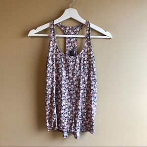 Nollie Grey Floral Racerback Tank Top Size XS